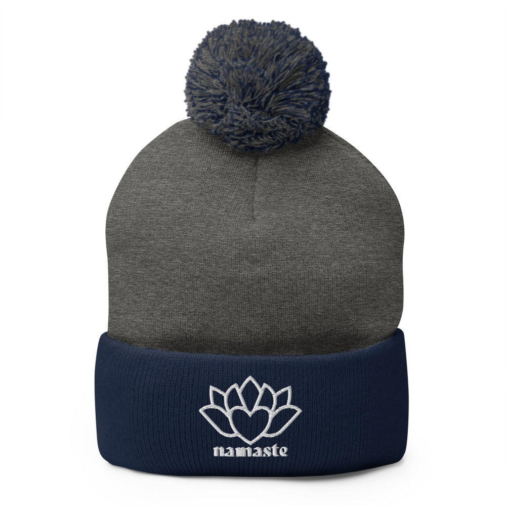Namaste Pom-Pom Beanie -  Dark Heather Grey/Navy